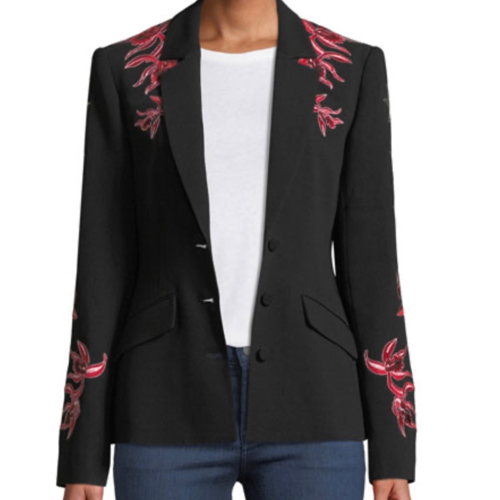 CINQ A SEPT
Orchid Pax Embroidered Crepe Jacket